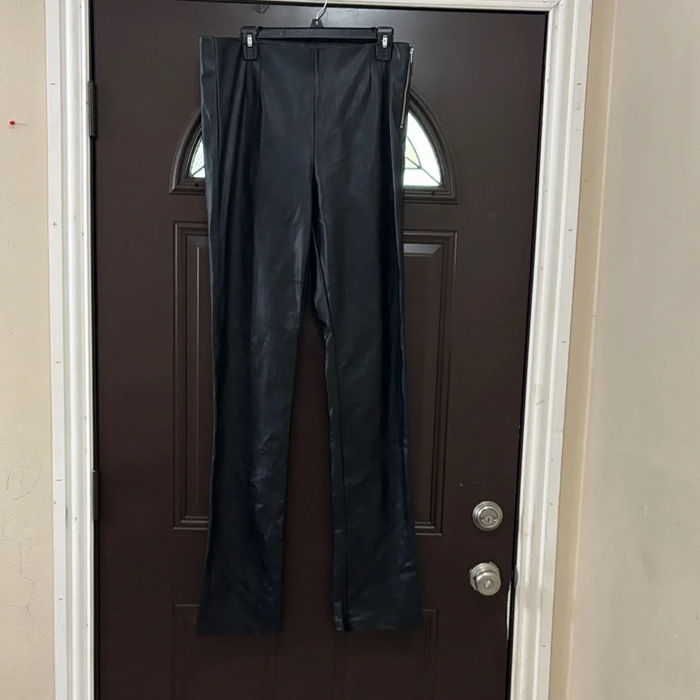 Zara Black Leather Look Trousers